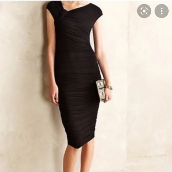 Anthropologie NWOT Bailey 44 Ski Bunny Dress Dark Teal Bodycon Ruching Size S - Picture 2 of 7